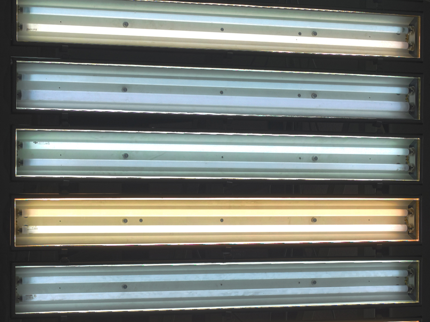 Graufilterfolie, abgehängte Deckenlampen, Holz | 280 x 150 x 120 cm